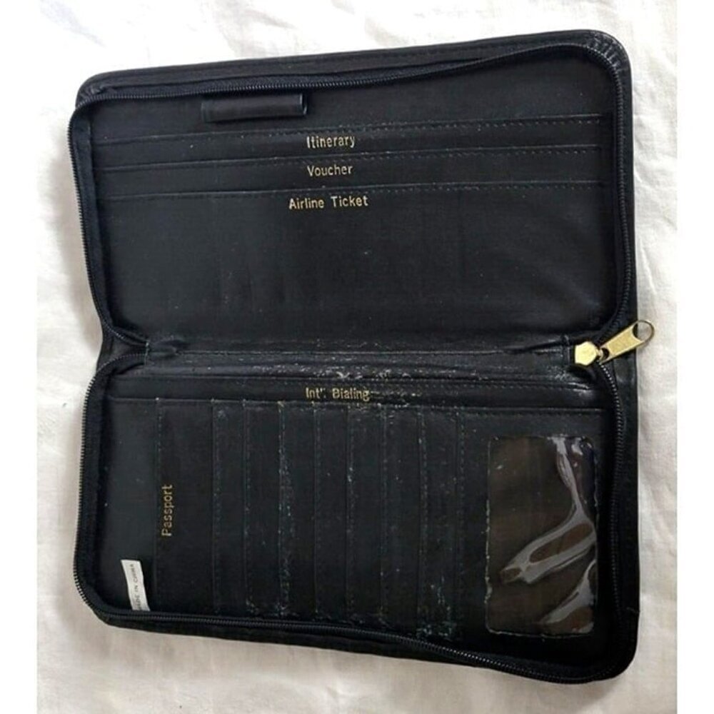 Leather Travel Wallet Cowhide Full Grain Passport boarding pass documents Vtg
